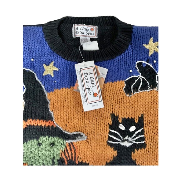 Womens Halloween Sweater 22W/42/2XL NEW’95 Handknit A Little Extra Spice Pullovr - Picture 5 of 14